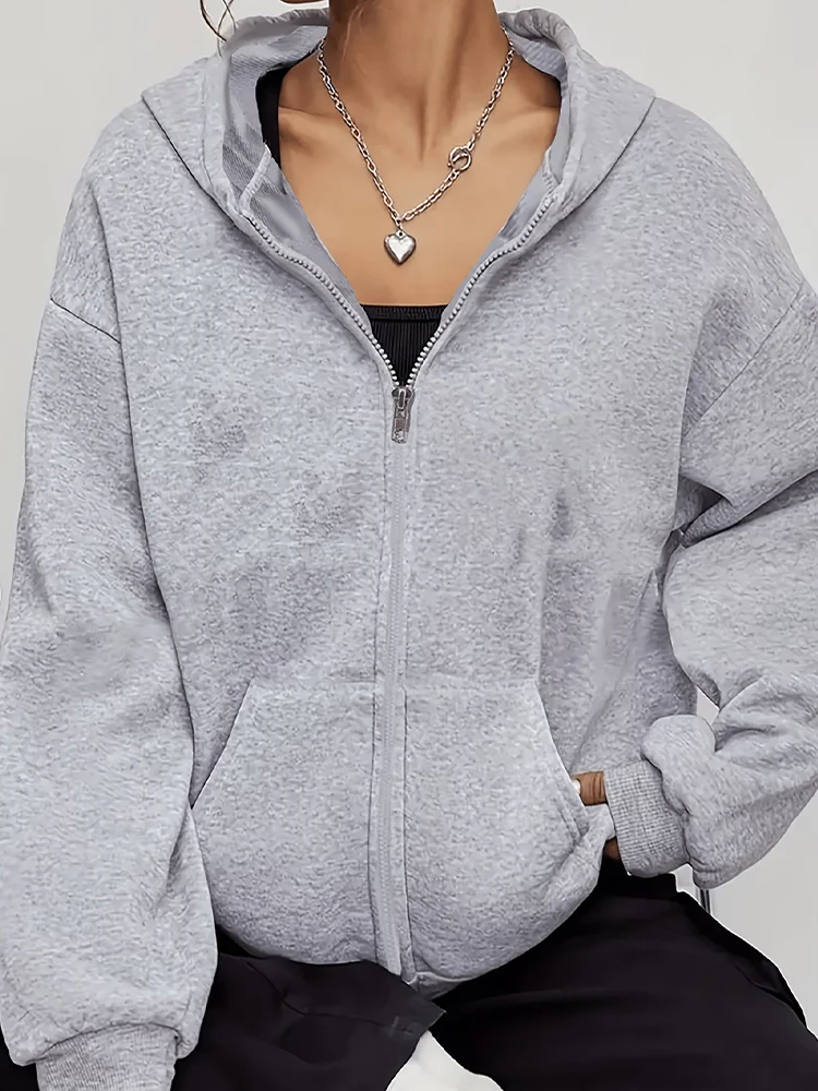 Winter Clothing H&M - Jaket Wanita Tracksuit Kasual Berkerah Hoodie