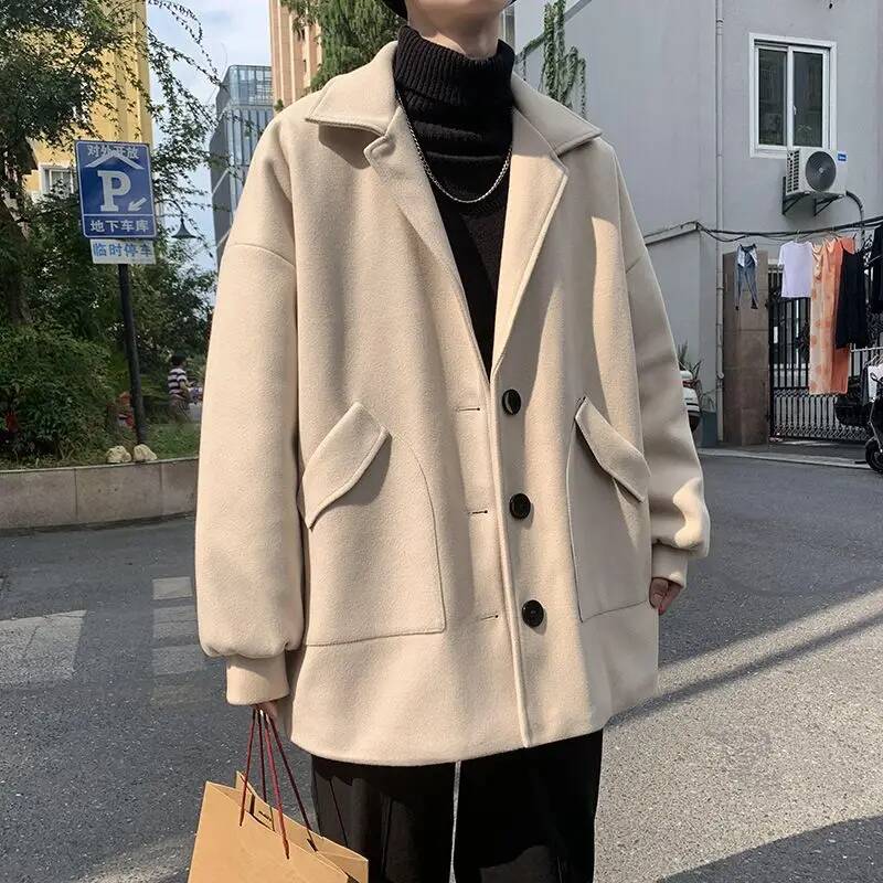Winter Clothing Taiwan - Mantel Wol Warna Solid Korea Musim