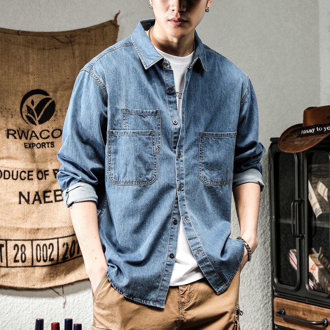 Winter Clothing Matching - Kemeja Lengan Panjang Pria Gaya Denim