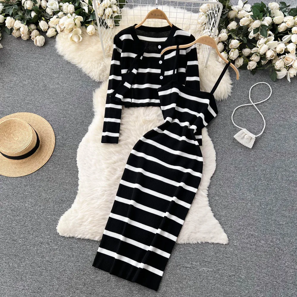 Winter Clothing Korean - Set kardigan lengan panjang kerah V,