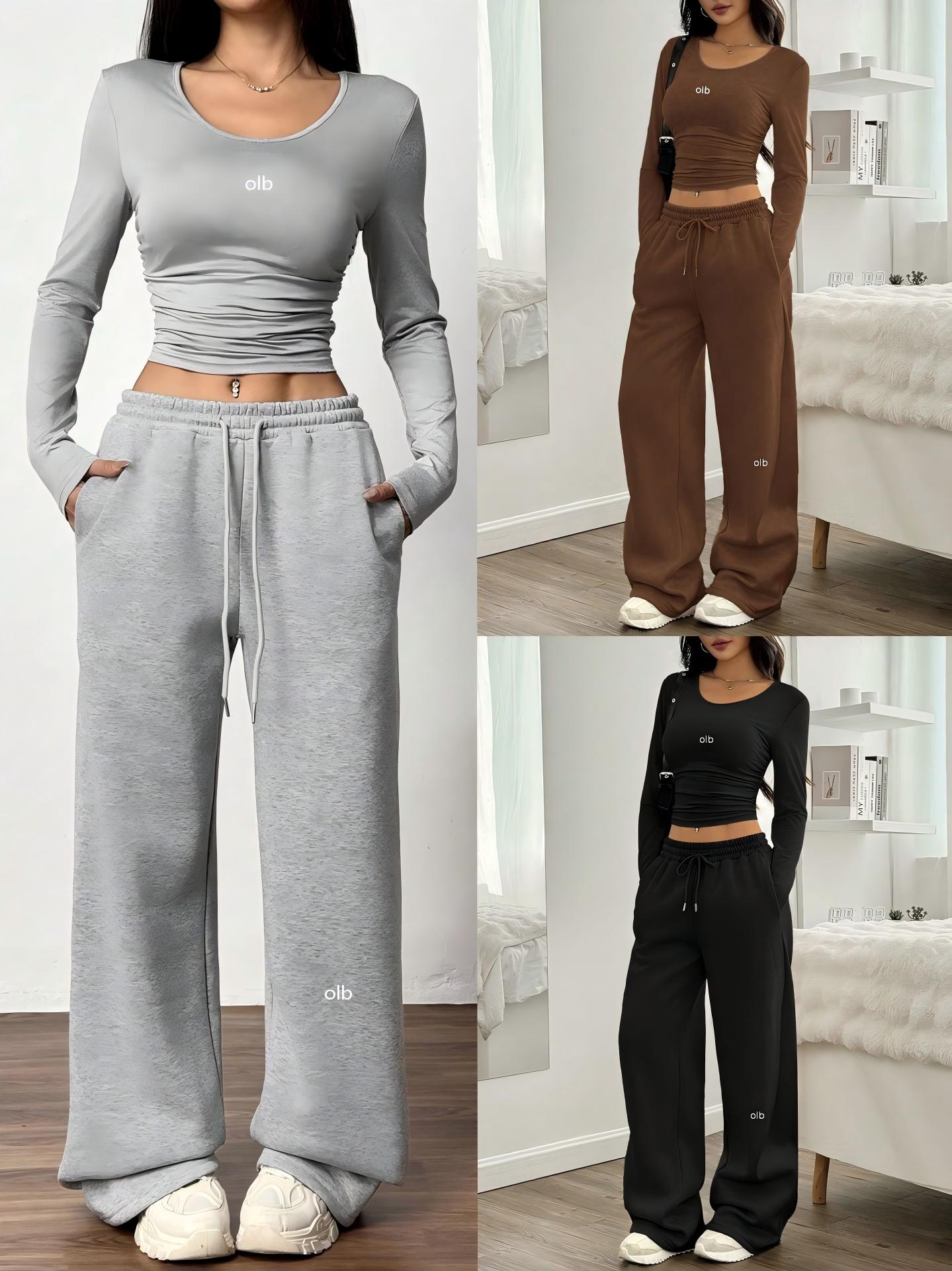 Winter Clothing Color - Celana lebar kasual wanita - setelan