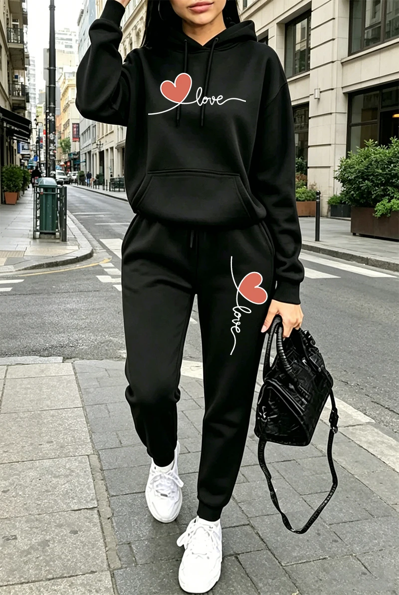 Winter Clothing For - Setelan Olahraga Wanita Motif Cetak Kasual