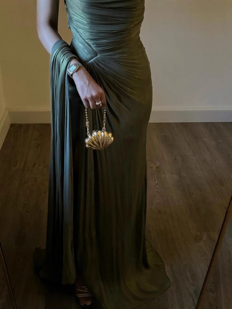 Winter Clothing Color - Gaun Pesta Mewah Maxi Wanita Kasual