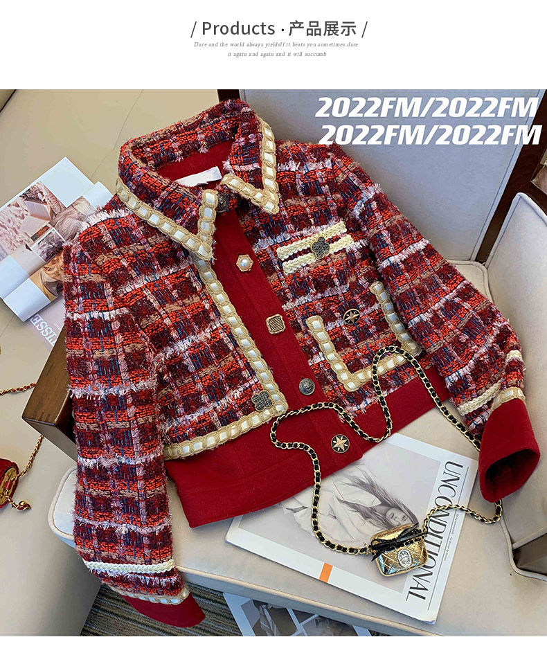 Jas Merah Wol Elegan Wanita Ma - Winter Clothing Matching ulasan dan harga