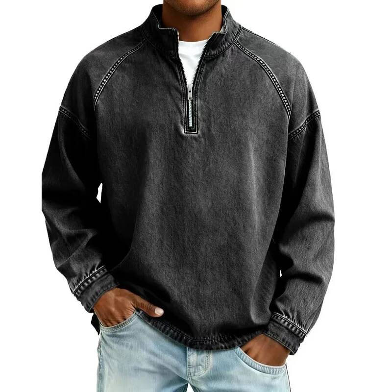 Hoodie Kasual Denim Distressed - Winter Clothing Taiwan ulasan dan harga