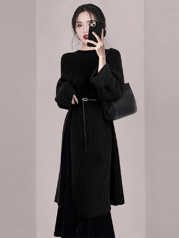 Gaun Rajut Merah Elegan Wanita - Winter Clothing H&M ulasan dan harga