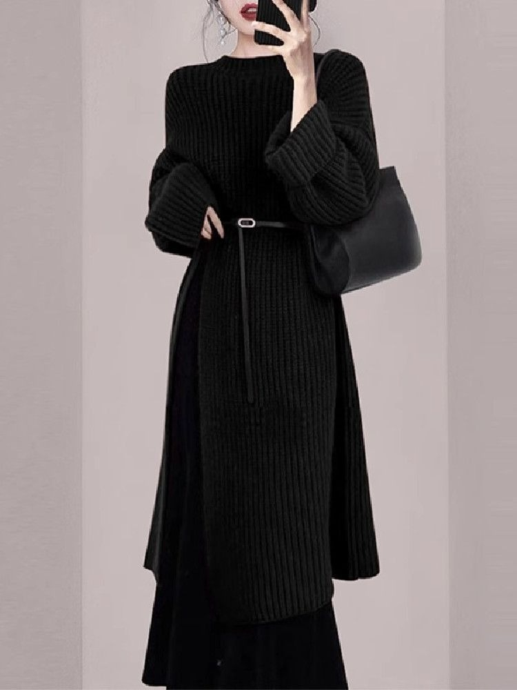 Gaun Rajut Merah Elegan Wanita - Winter Clothing H&M ulasan dan harga