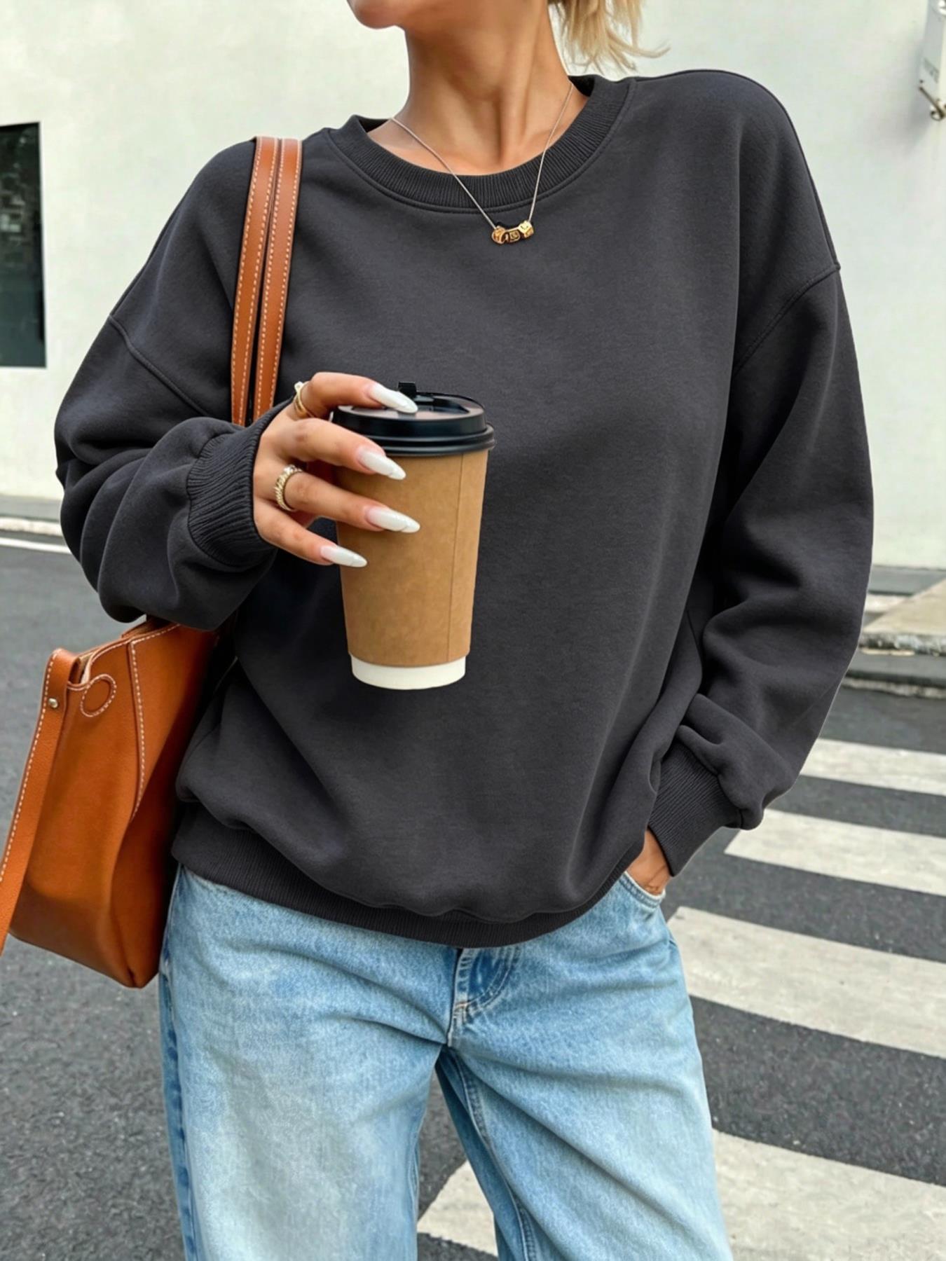 Sweatshirt Kasual Wanita Solid - Winter Clothing On Sale ulasan dan harga